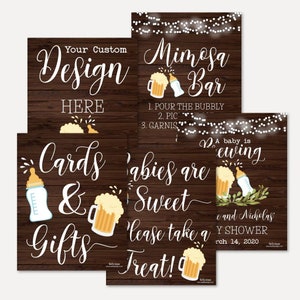 Een baby brouwt baby shower borden set sjablonen - Mimosa Bar, welkom, baby's zijn lief Neem een traktatie, kaarten en geschenken, op maat