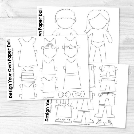 Set Of Six Colour-your-own Printable Paper Dolls on Luulla