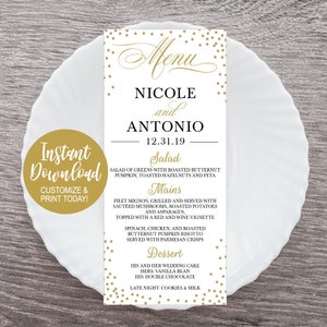 Wedding Menu Cheap PDF, Printable Wedding Menu Template, Wedding Menu Template with Name, Menu Card Template, Wedding Menu Cards Download