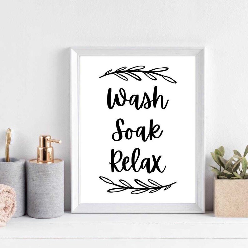 Wash Soak Relax Wall Art Template Wash Soak Relax Printable Etsy