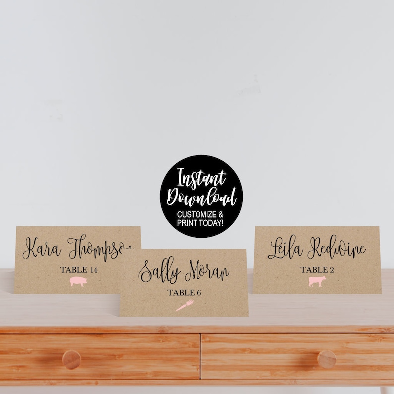 Printable Place Cards for Tables DIY Place Cards Template For Wedding Place Cards Wedding Templates Wedding Place Card Meal Choice Icon
