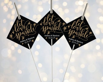 Printable Let Love Sparkle Tags for Sparklers, White Gold Wedding ...