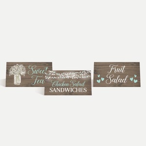 Madera rústica floral niño baby shower comida tienda tarjetas plantilla - tarjeta de tienda de comida descarga instantánea, buffet editable, decoración de fiesta imprimible