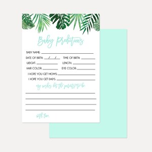 Cartão de previsão de chá de bebê tropical Teal Oh Baby Shower, lembrança de chá de bebê para impressão, cartão de previsão de download instantâneo, Hadley Designs