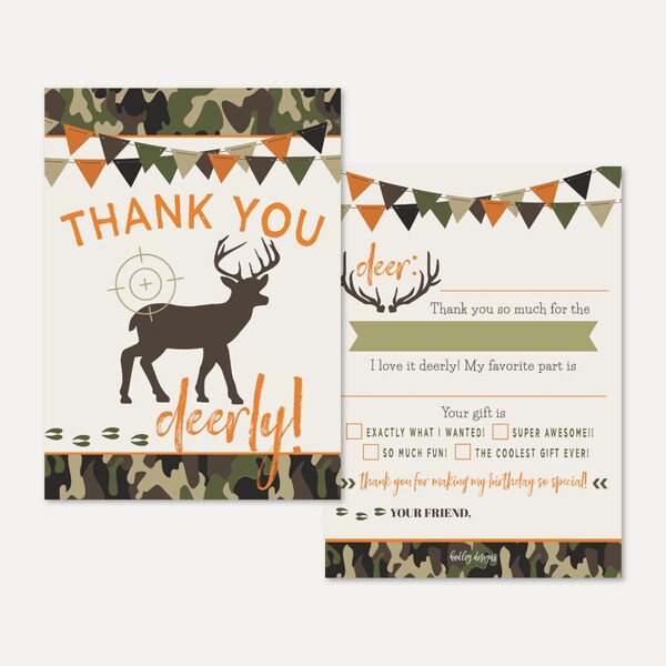 Camo Hunting Thank You Notes - Etsy