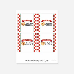 Pizza Party Crayon Box Label Template - Crayon Box Template, Crayon Label, Pizza Party Coloring Pages, Crayon Box Stickers, Hadley Designs