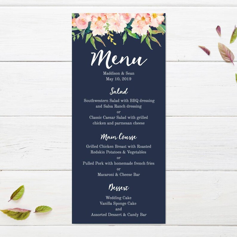 Menu Card Template Wedding Menu Template with Name Wedding Menu Cards Download Printable Wedding Menu Template Wedding Menu Cheap PDF