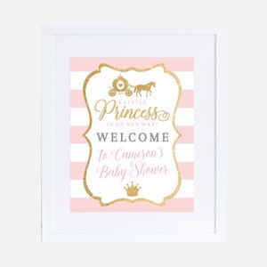 Modello di cartello di benvenuto per baby shower principessa - Cartello per biglietti per baby shower, decorazioni modificabili per baby shower, baby shower economico