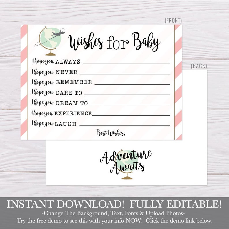 Editable Printable Advice Well Wishes for Baby Baby Keepsake - Etsy