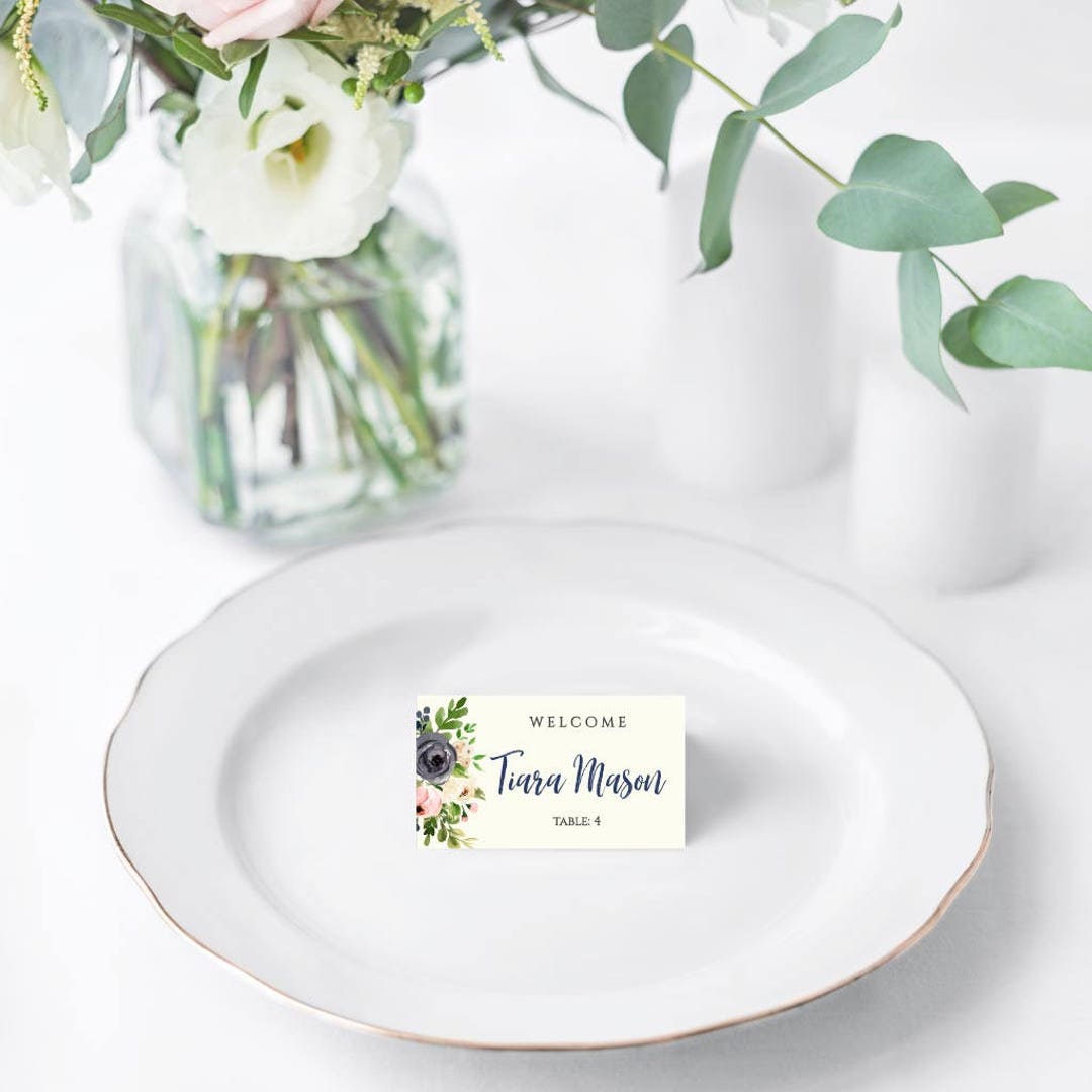 Escort Cards Printing, Wedding Place Card With Meal Choice, DIY Place