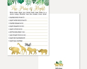 Gold Safari Baby Shower The Price Is Right Game Template - Baby Shower The Price Is Right Game, Baby Shower Game Printable