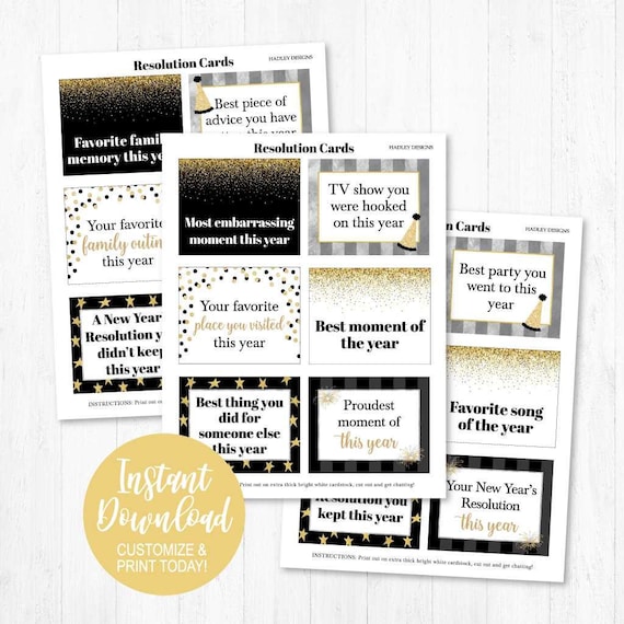 New Years Eve Games, New Years Games, Question Card, New Year Intention, New Year Goals Printable, New Year Resolution 2020, Resolution Card