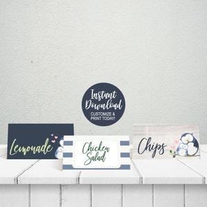 Editable Instant Download Food Label, Printable Food Label, Party Decorations Baby Shower, Printable Food Tags, Buffet Label Editable