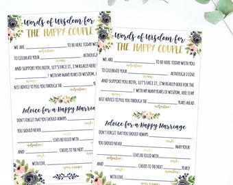 Wedding Advice Mad Libs Wedding Advice Cards For The Bride and Groom Printable Wedding Advice Card For The Couple Advice For The Bride To Be