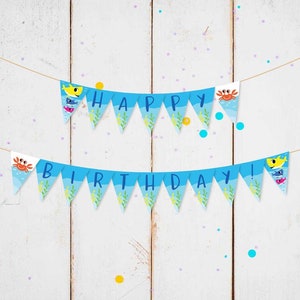 Baby Shark Kids Party Banner Template Baby Shark Banner Birthday Printable, Baby Shark Birthday Banner Printable, Baby Shark Party Banner image 3