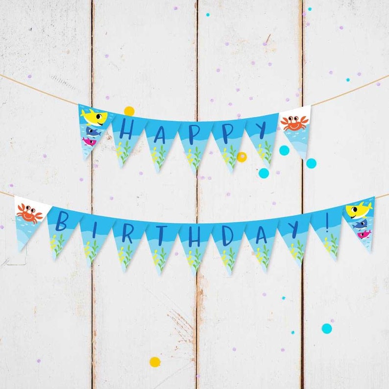 Baby Shark Kids Party Banner Template Baby Shark Banner Birthday Printable, Baby Shark Birthday Banner Printable, Baby Shark Party Banner image 3