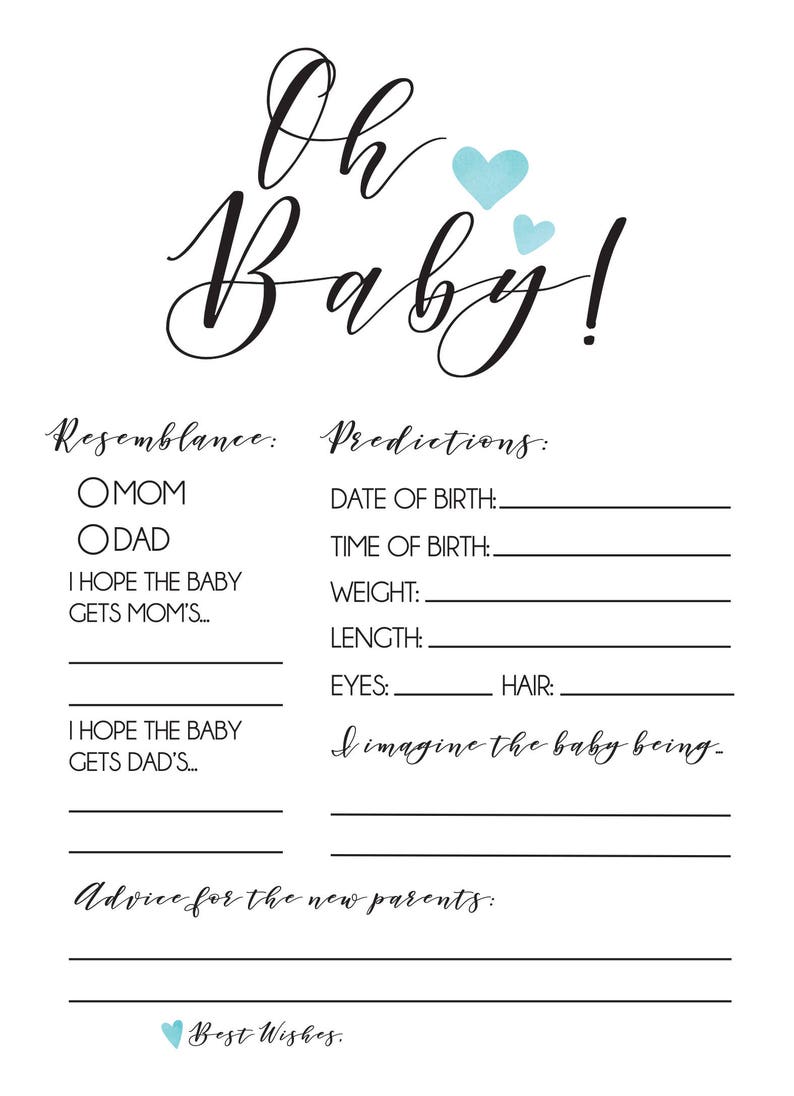 Baby Boy Prediction Card Baby Shower Games To Play At Party Etsy
