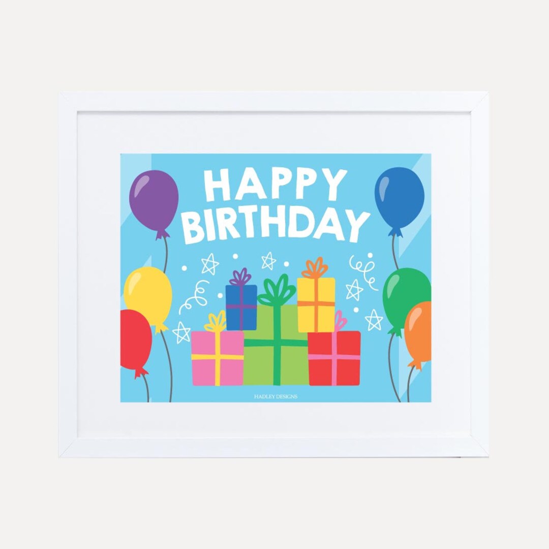 Happy Birthday Sign Printable, Colorful Birthday Poster Digital ...