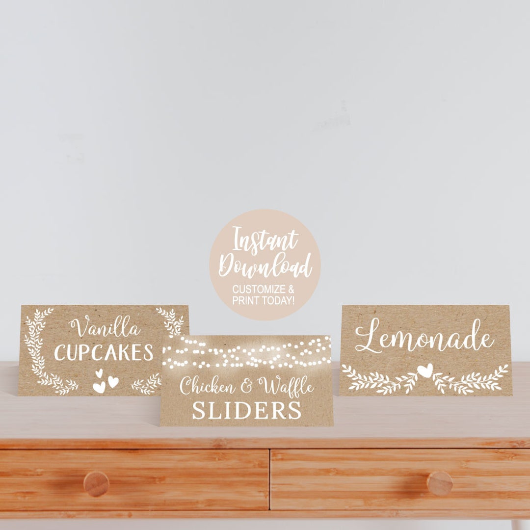 Printable Food Sign Editable Table Decorations Digital - Etsy