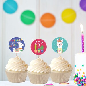 Llama Kids Party Cupcake Topper Template Cupcake Toppers Cupcake, Cake ...