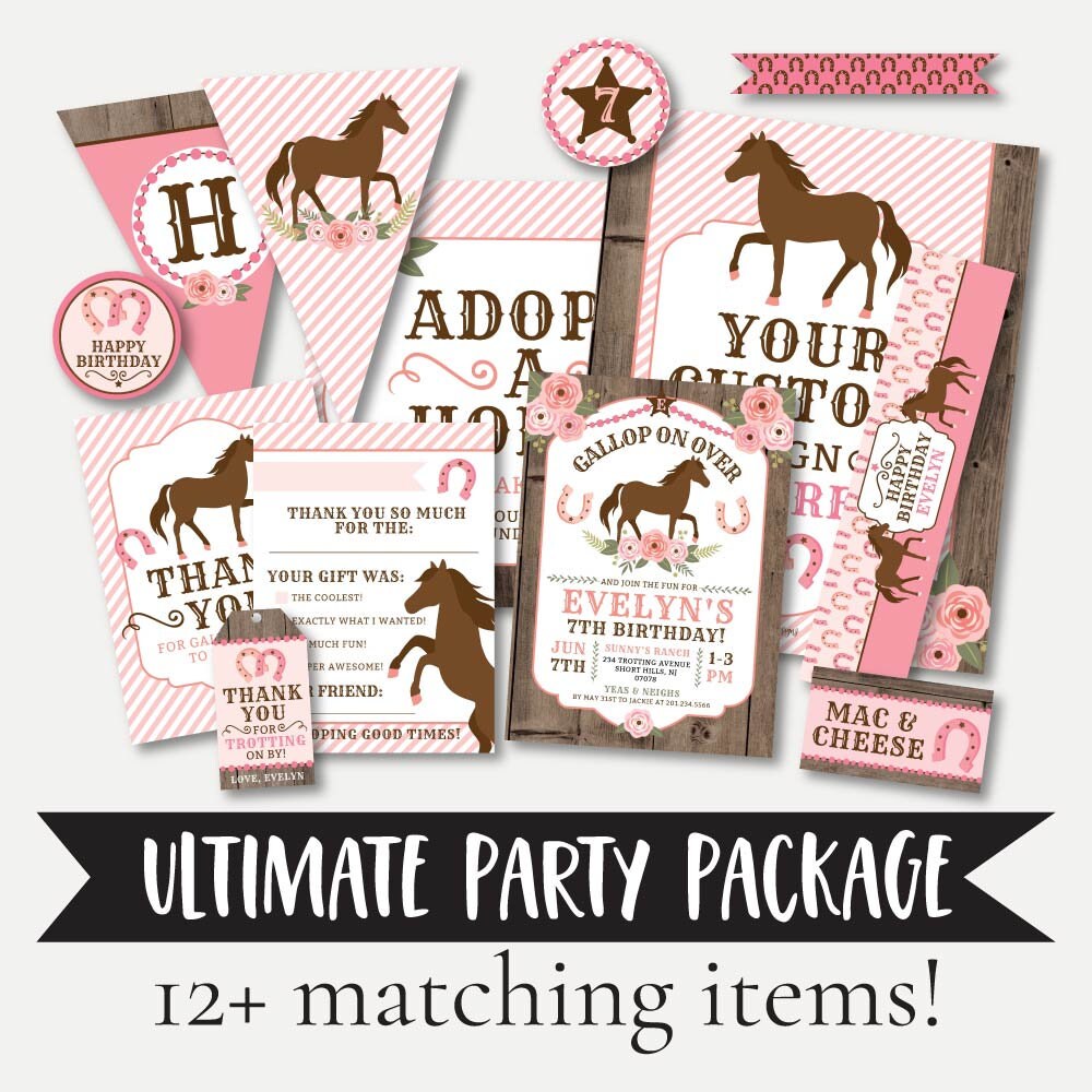 Horse Kids Party Complete Package Template Birthday Party - Etsy
