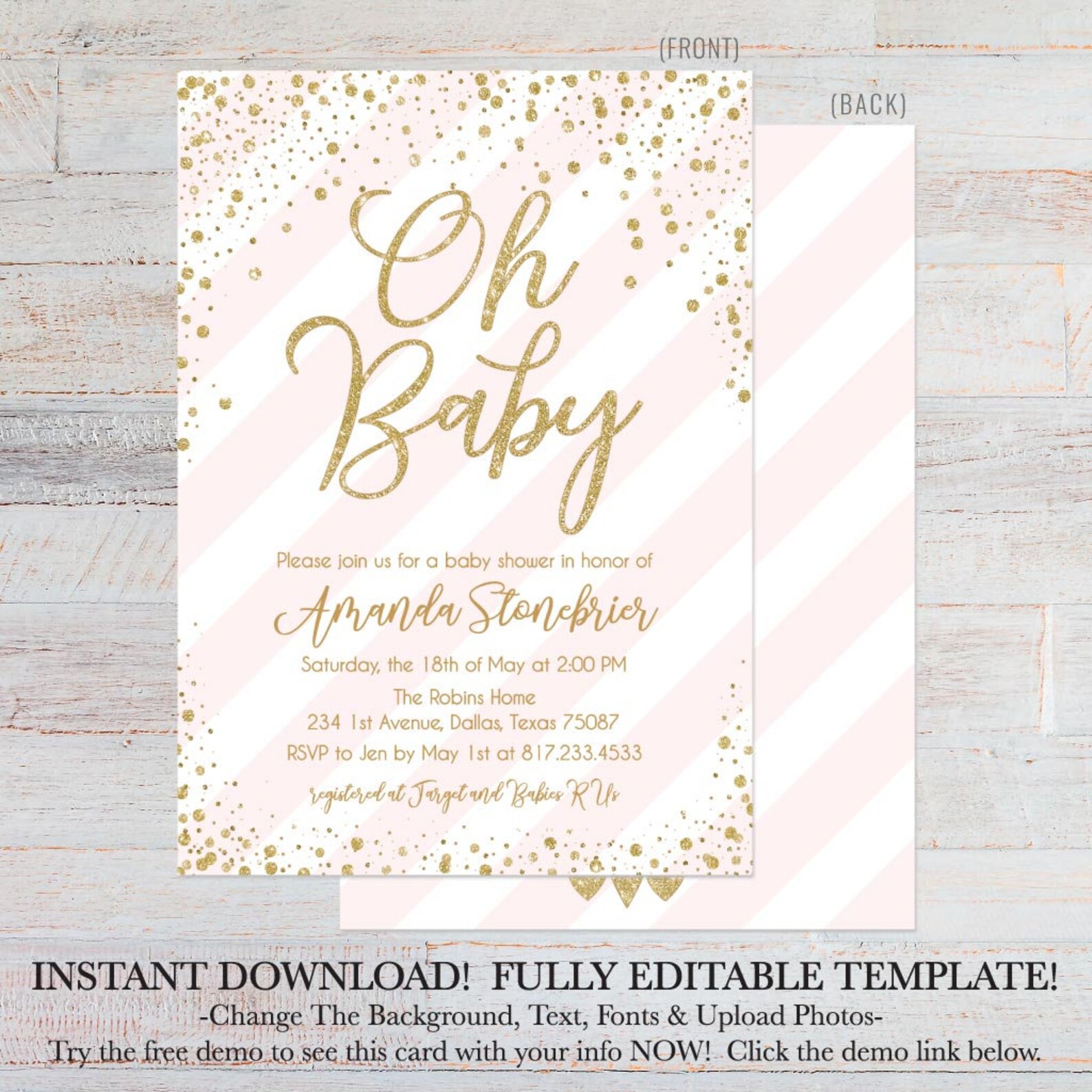 Baby Shower Invitation Girl Printable Baby Girl Shower | Etsy