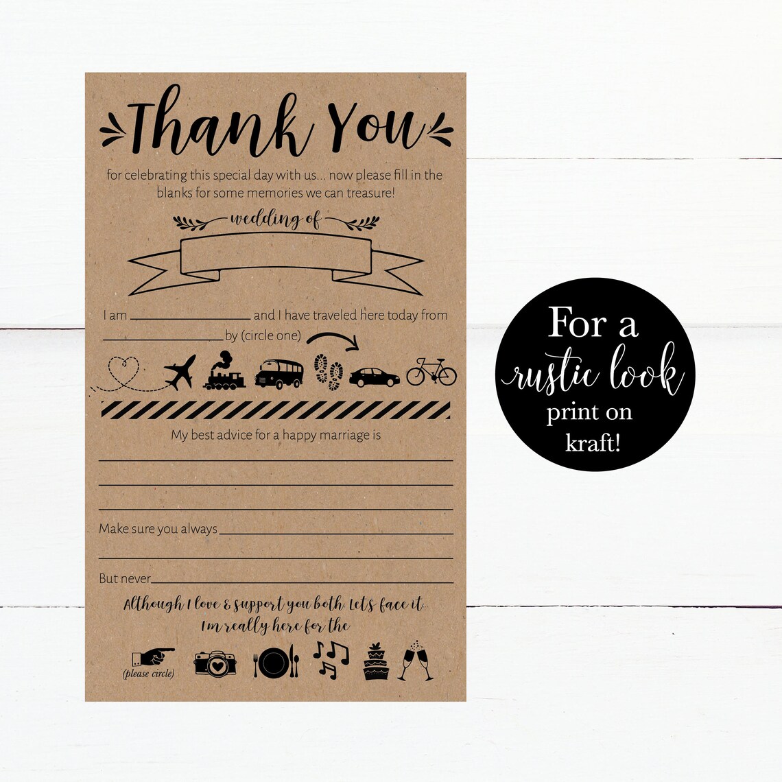 Printable Wedding Advice Cards Rustic Advice for the Bride | Etsy
