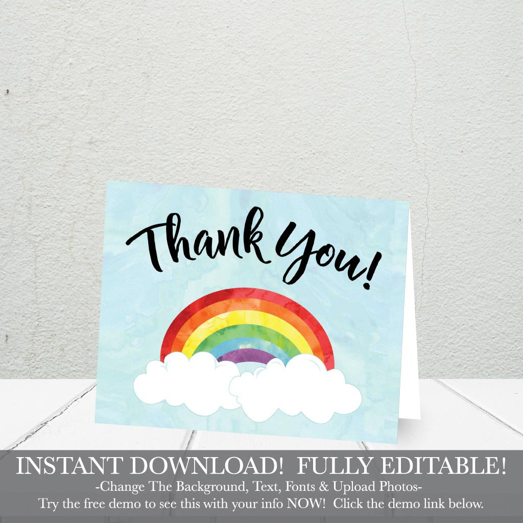 Dogmoon Thank You Cards Multipack, 12Pcs Rainbow Design