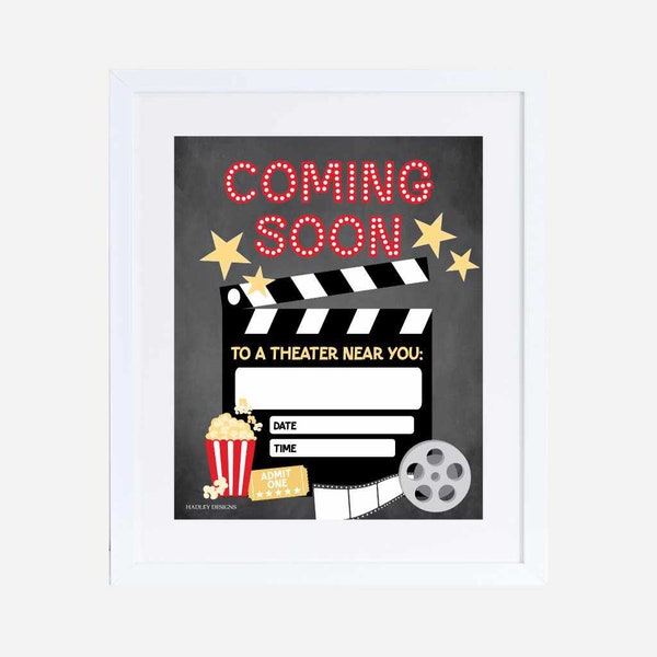 Movie Night Coming Soon Sign Template - Personalized Movie Poster, Personalized Movie Theater Sign, Movie Night Birthday Party, Movie Night