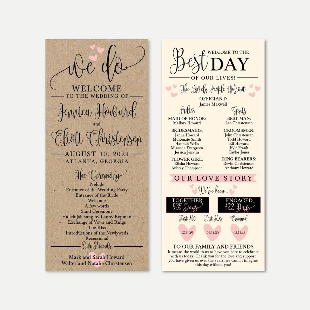We Do Kraft Wedding Program Template - Programs Designs, Wedding ...