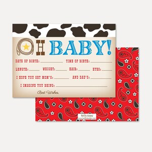 Cowboy-Babyparty-Vorhersage-Kartenvorlage - Andenken Babyparty druckbar, Sofortiger Download-Vorhersage, Hadley Designs