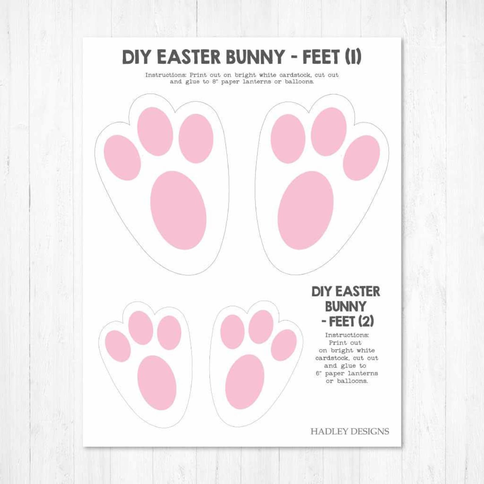 Easter Bunny Footprint Template Easter Bunny Printables Etsy
