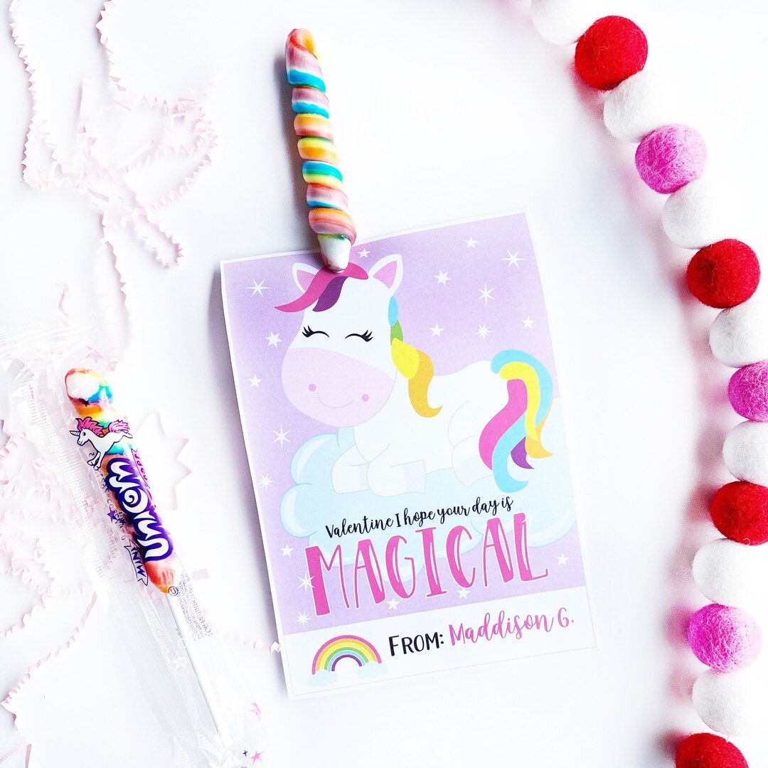 Unicorn Kid's Valentines Template Valentines Printable for Teacher ...