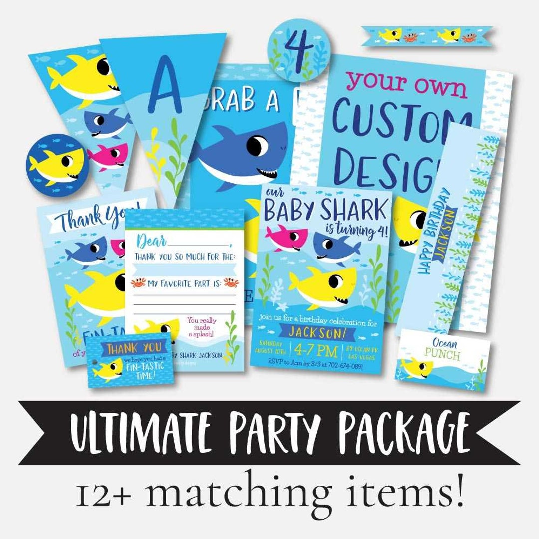 Baby Shark Printable Birthday Decorations Birthday - Etsy Canada