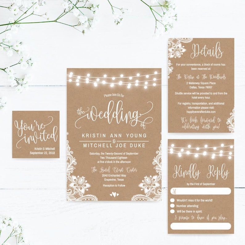 Wedding Invitations With RSVP Online Wedding Invitations | Etsy