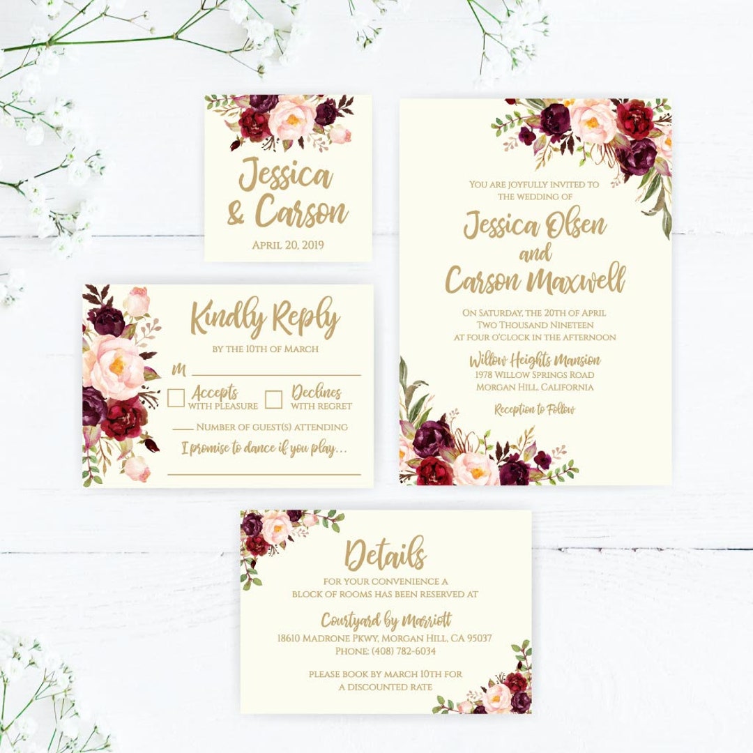 Wedding Invitations With RSVP Online Wedding Invitations Etsy