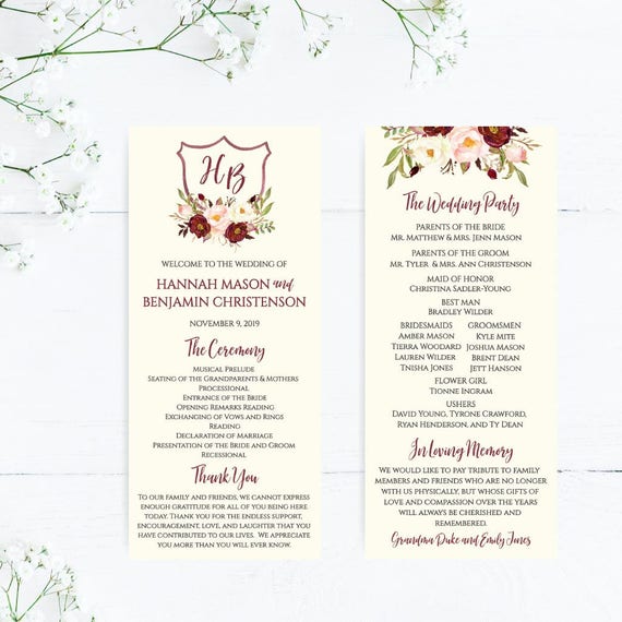 Wedding Program Thank You Messages Wedding Programs Online Etsy