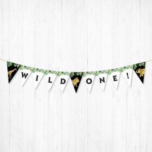 Wild One Safari  Garland One, Wild One Safari  Party Decor, Printable Custom Banner, Happy Birthday Banner Printable, Banner Personalized