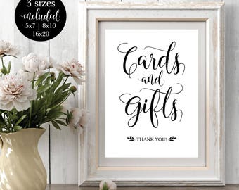 Printable Wedding Cards and Gifts Sign | Rustic Bridal Shower Reception Ceremony Signage | Gift Table Decor | DIY Instant Download Template