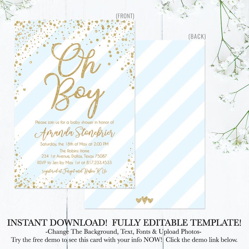 Boy Baby Shower Invitation Brunch Baby Shower Invitation Boy Etsy