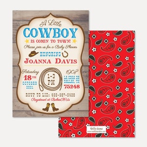 Cowboy Baby Shower Invitation Template - Affordable Baby Shower Invite, Editable Invitations, Editable PDF, Hadley Designs