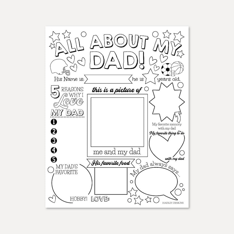 Printable All About Dad Fill In Template, Kids Gift for Fathers Day or Birthday, Editable All About My Grandpa Papa Interview Questionnaire 