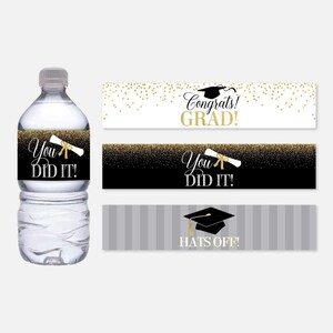 Graduation Party Bottle Wrap Template - Graduation Water Labels, Graduation Water Bottle Labels, Personalized Graduation  Wrappers
