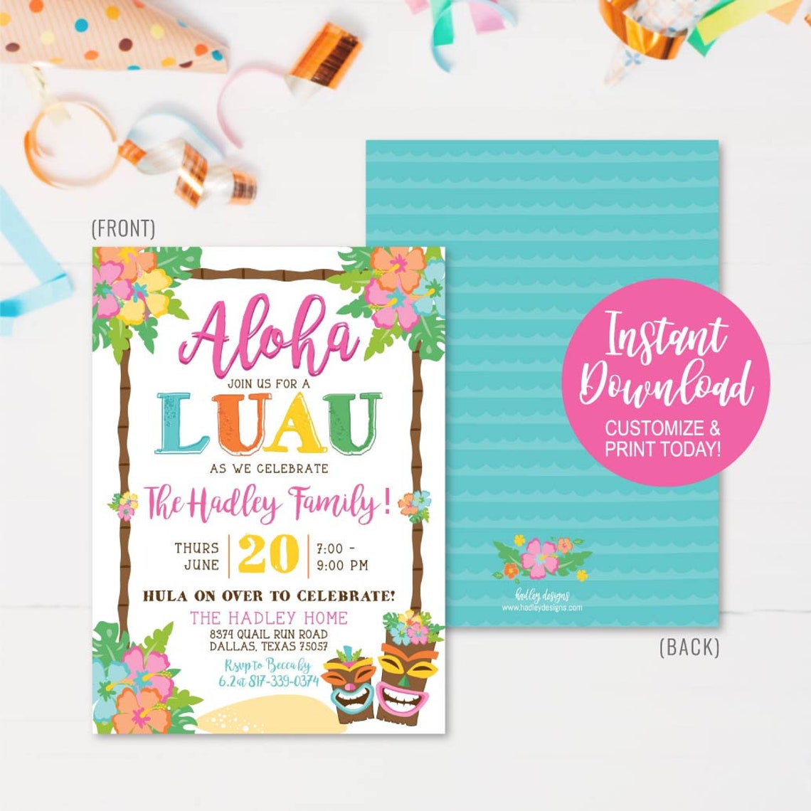 Tropical Invitation Instant Download Tropical Invitation - Etsy
