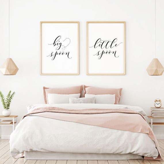 Big Spoon Little Spoon Printable Sign Set Minimalist Rustic Wall Art Love Couple Bedroom Decor Digital Prints Wall Poster