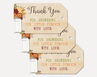 Fall Rustic Baby Shower Thank You Favor Tags Template -Thank You Favor Tag Baby Shower, Thank You Favor Tag Printable, Baby Shower Thank You