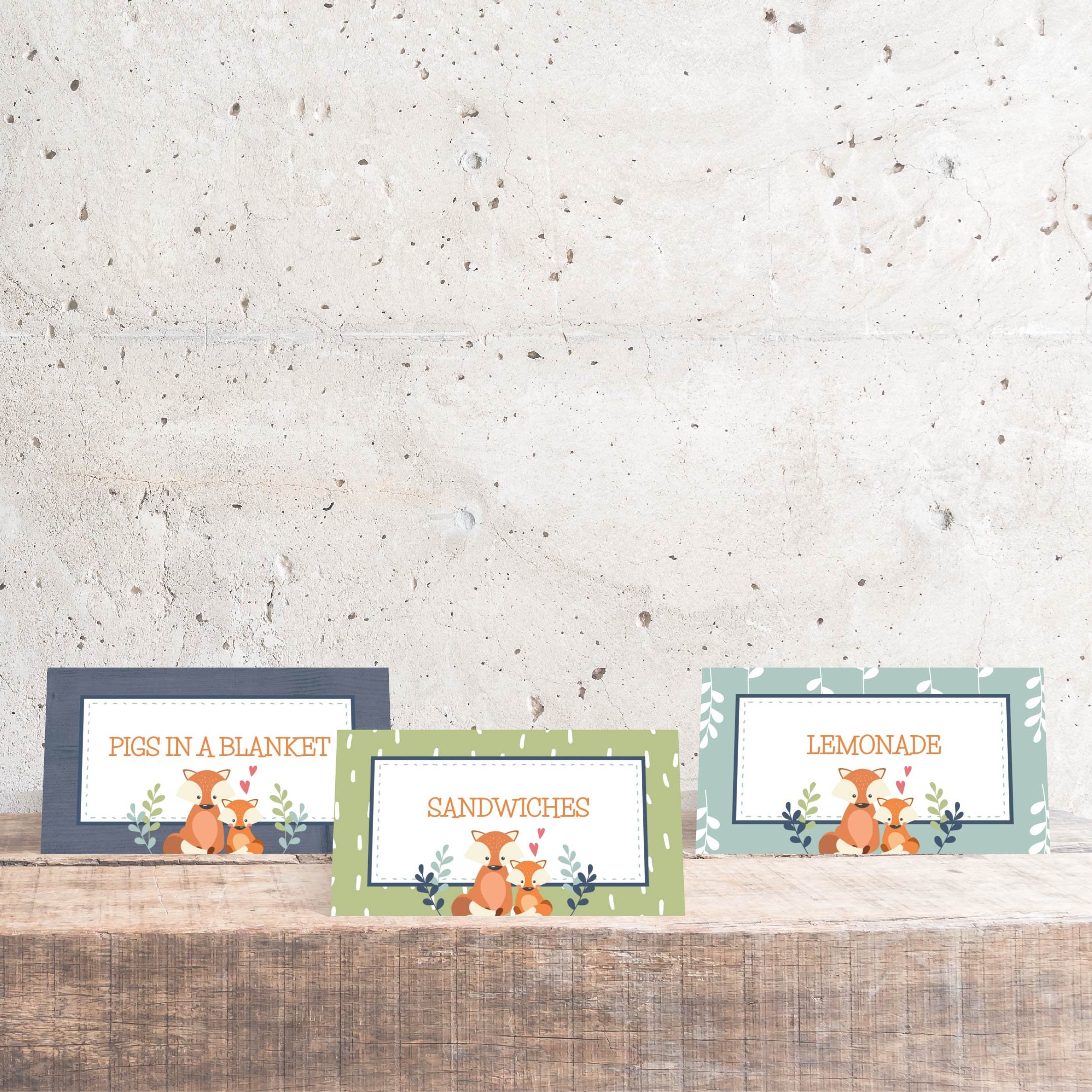 Fox Baby Shower Food Tent Cards Template Food Tent Card Etsy