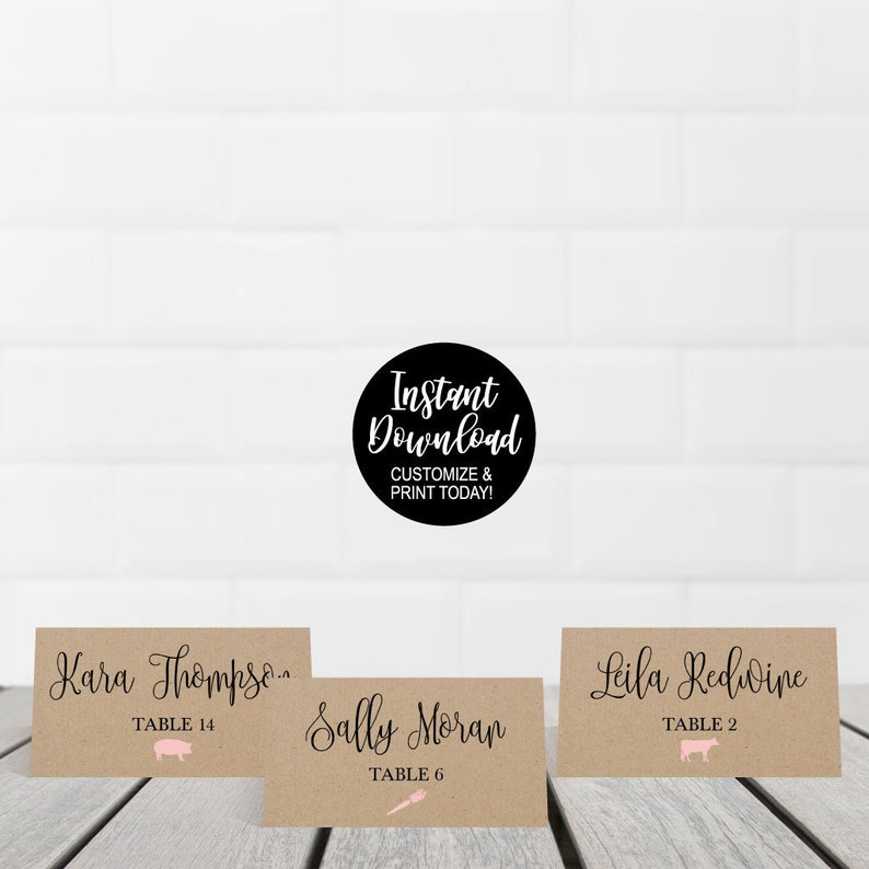 Printable Place Cards for Tables DIY Place Cards Template For Wedding Place Cards Wedding Templates Wedding Place Card Meal Choice Icon