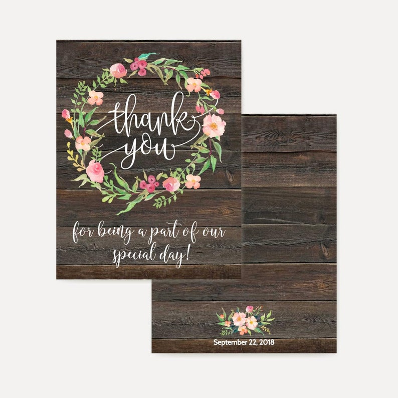 Dark Wood Floral Rustic Thank You Cards Bulk Editable Thank Etsy