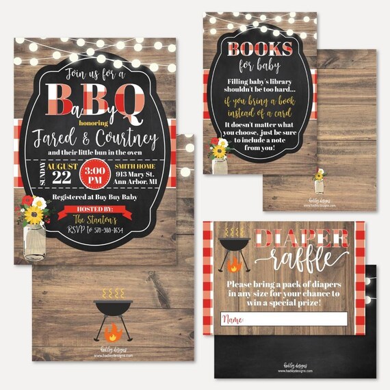 BBQ Baby Shower Invitation Suite Template Shower Invitation | Etsy